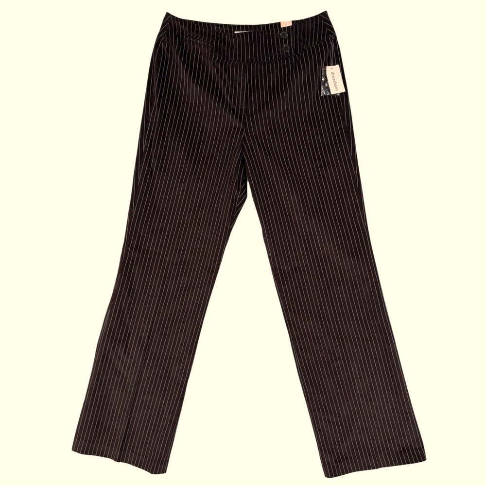 NWT Dressbarn 6 30X31 Brown Striped Corduroy Trousers Straight Leg Deadstock 00s